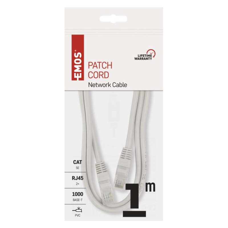 Kábel UTP Patch CAT5E PVC 1M   S9122  EMOS 2