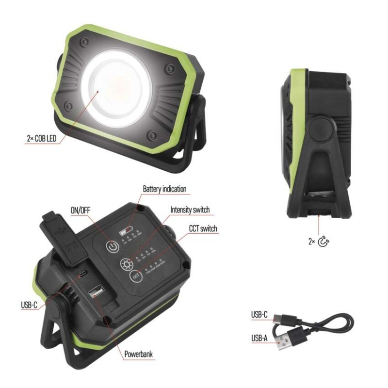 COB LED NABÍJECÍ PRACOVNÍ REFLEKTOR 900L 1
