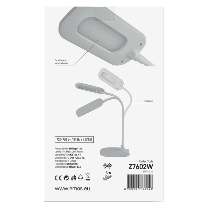 Stolná lampa LED STELLA 400lm, 6,5W, biela Z7602W EMOS 11