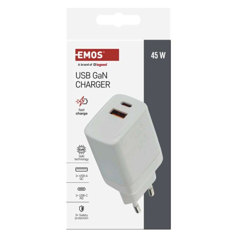 USB ADAPTÉR SÍŤ GAN PD 45W; AC 7