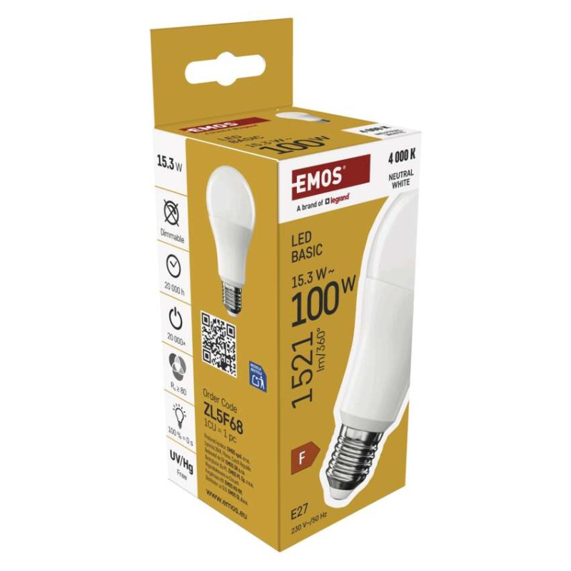 LED BASIC A60 15,3W(100W) 1521lm E27 NW 6