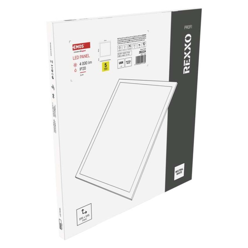 LED Panel 600x600 36W 4000K UGR 4000lm backlit REXXO EMOS 9