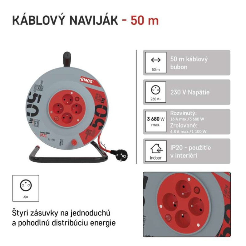 BUBEN 4Z 50M 1,5MM PVC VYPÍNAČ 5