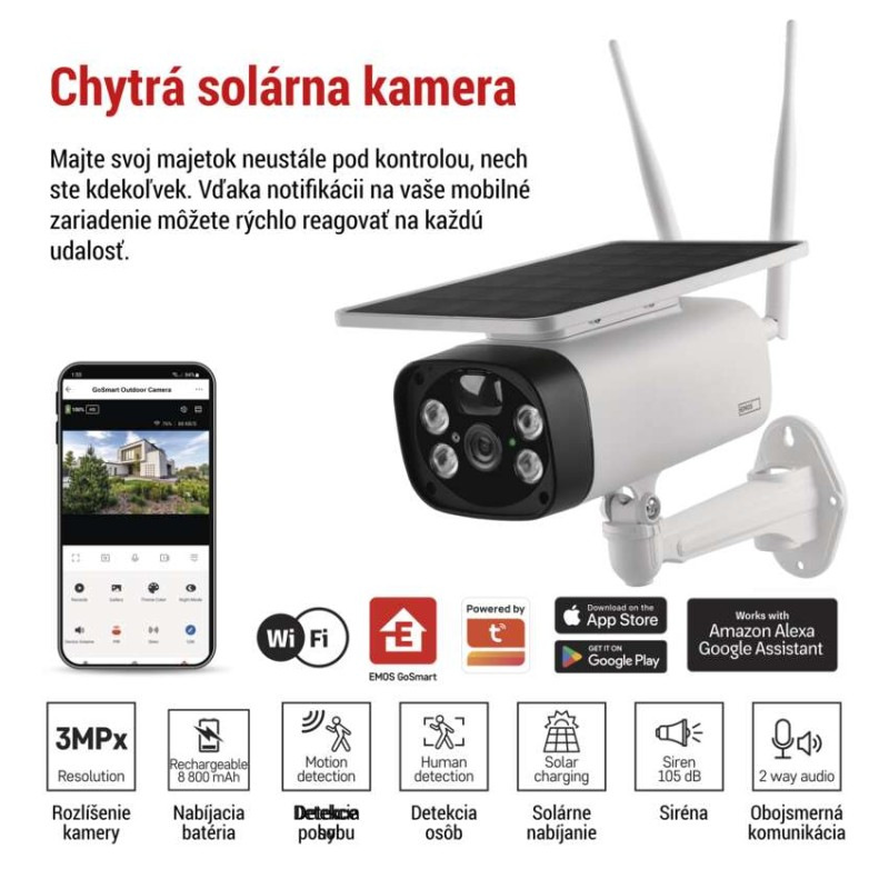 Kamera vonkajšia batériová GoSmart IP-600 EYE s Wi-Fi a solár.