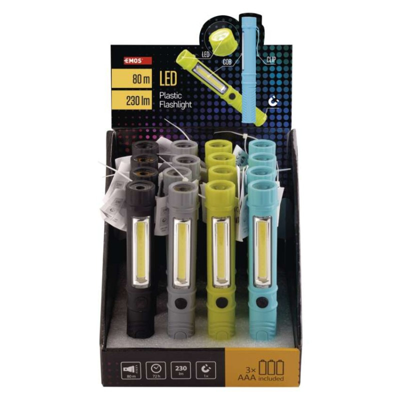 Baterkové púzdro LED 3W COB + 1x LED 3xAAA batéria plast P3897