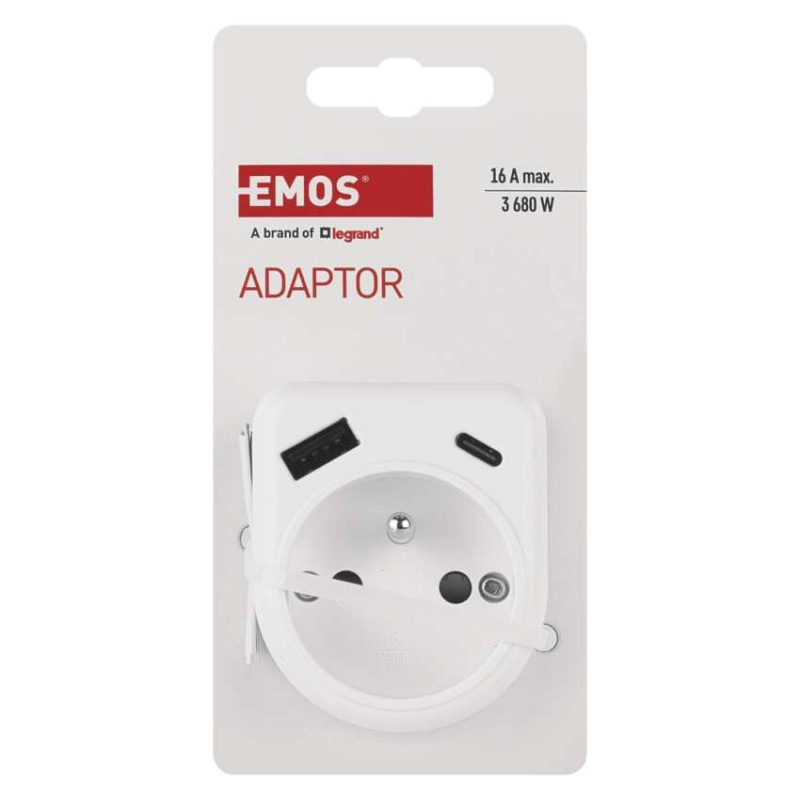 Zásuvka rozbočovacia 1x, 1xUSB-A+1xUSB-C, biela P0074 5