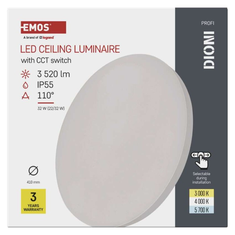 LED SVÍTIDLO DIONI 32W 3520LM IP55 CCT B 8
