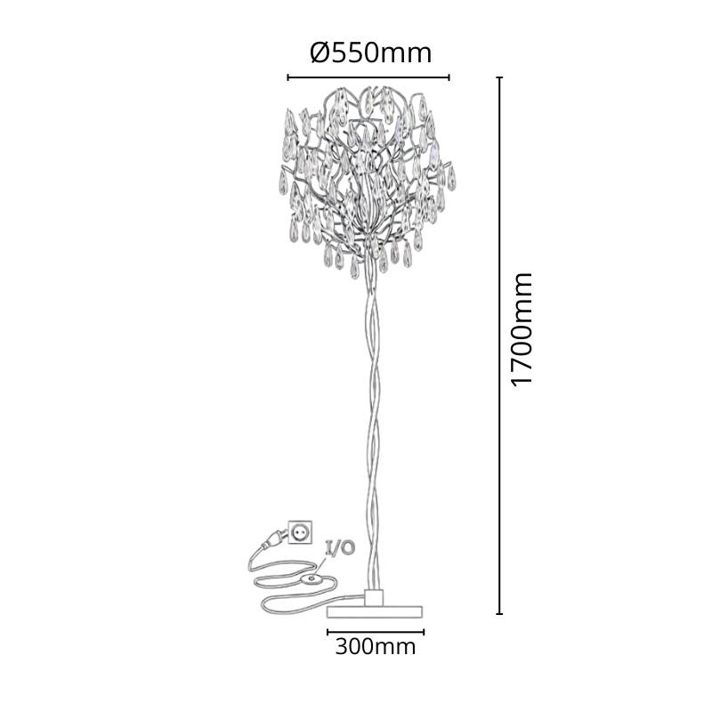 Luxusná krištáľová stojaca lampa 5 x G9 - CA061/F 3