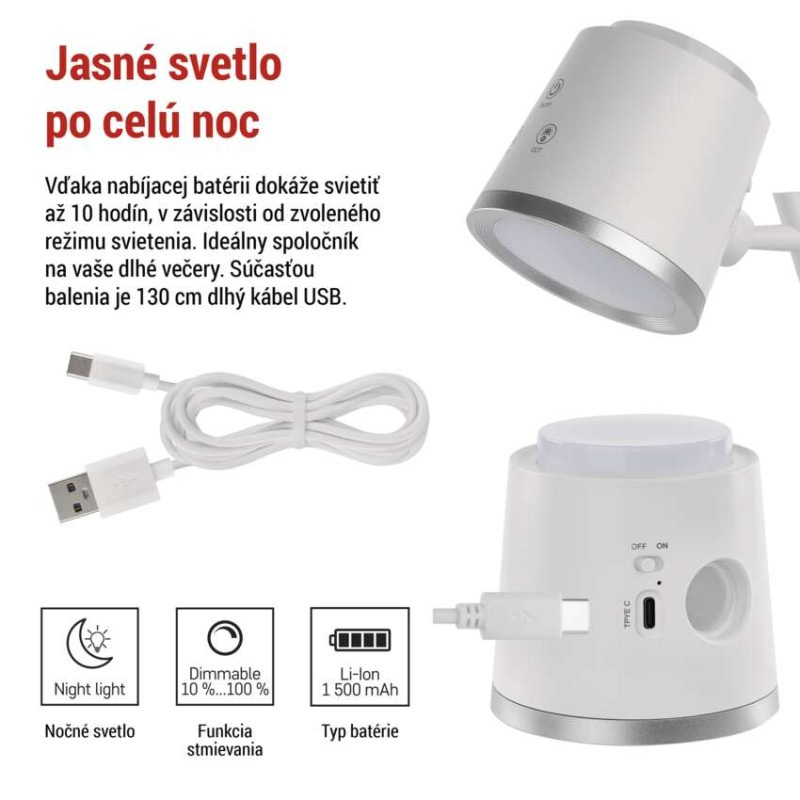 LED STOLNÍ LAMPA ABBIE BÍLÁ 4