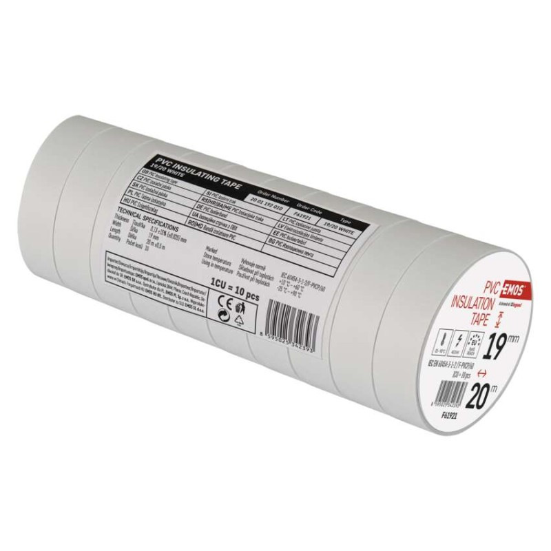 Izolačná páska PVC 20m/19mm biela   F61921 2