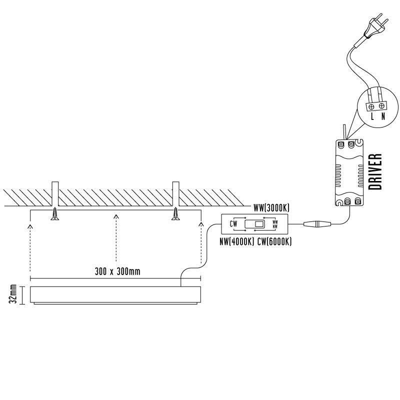 LED prisadený panel 24W / PSSF / SMD / CCT / WH - LPL435 4