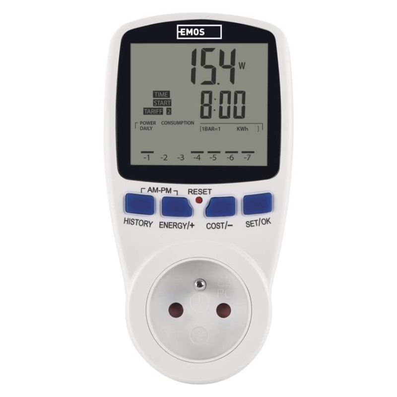 Elektromer P5805 Wattmeter 2W-3680W 16A 240V 50Hz  EMOS