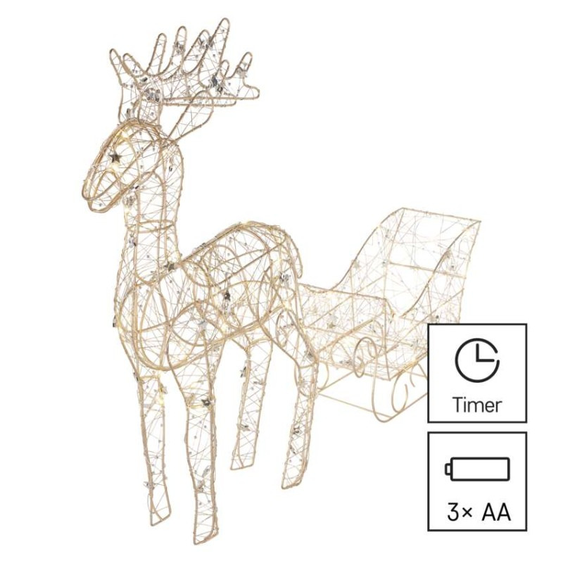 50LED REINDEER SLED WW 6