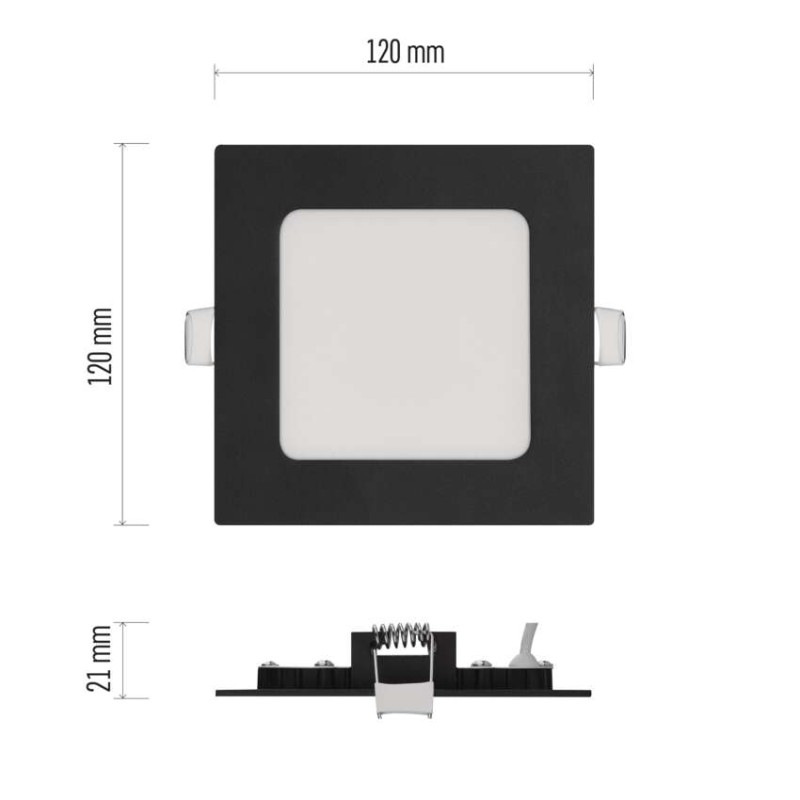 LED panel vstavaný štvorec NEXXO 7W, čierny  ZD2323 2