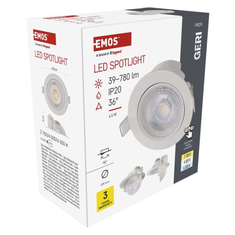 LED SVÍTIDLO GERI VES. KR 6,5W 780LM IP2 11