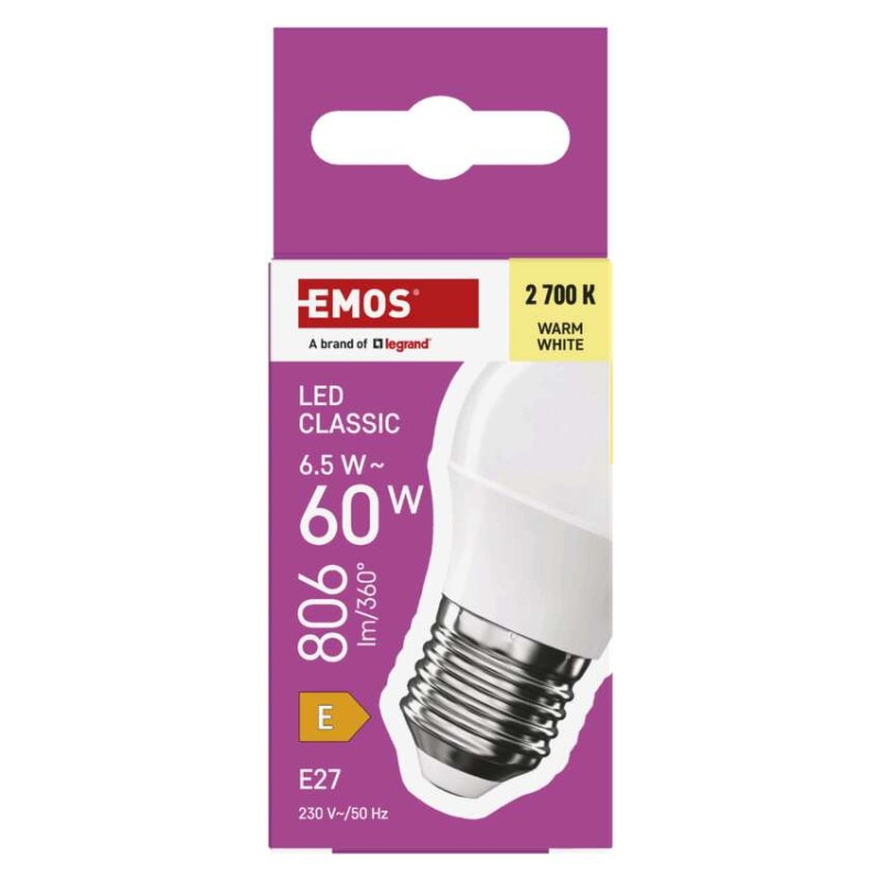 LED CLS MINI GLOBE 6,5W(60W) 806lm E27 W 5