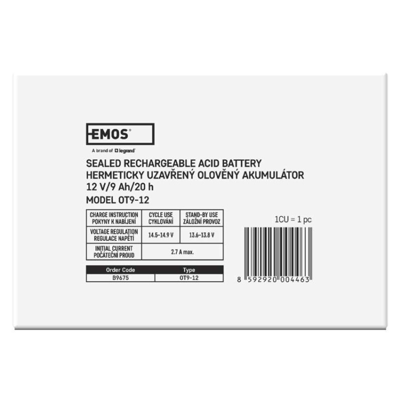 Akumulátor olovený 12 V 9 Ah faston 6,3 mm  B9675 6
