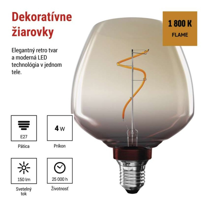 Žiarovka LED DECO S123 4W 150lm E27 Z59G01 1