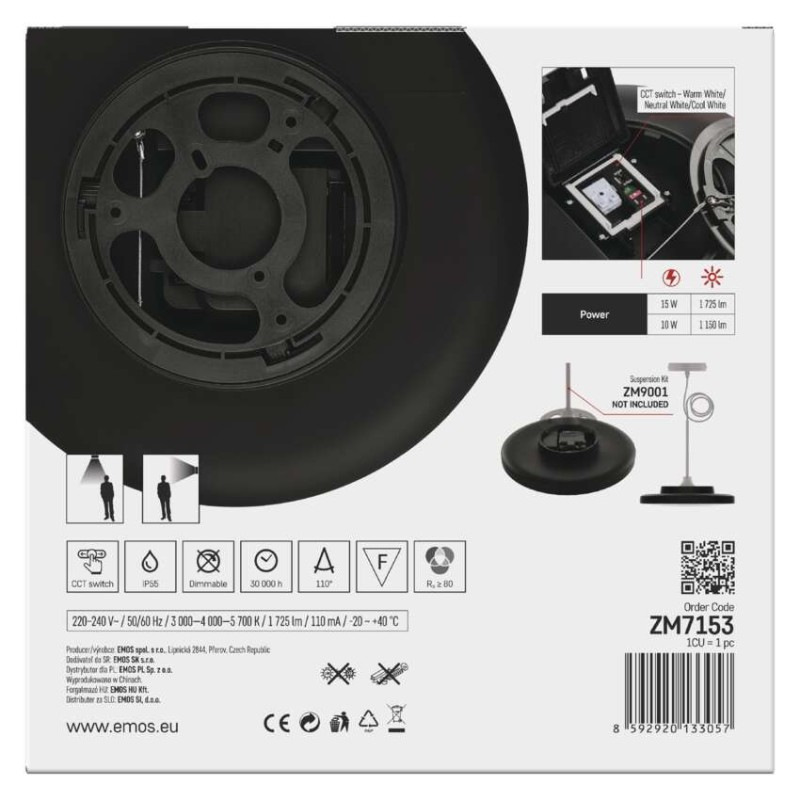 LED SVÍTIDLO DIONI 15W 1725LM IP55 CCT Č 9
