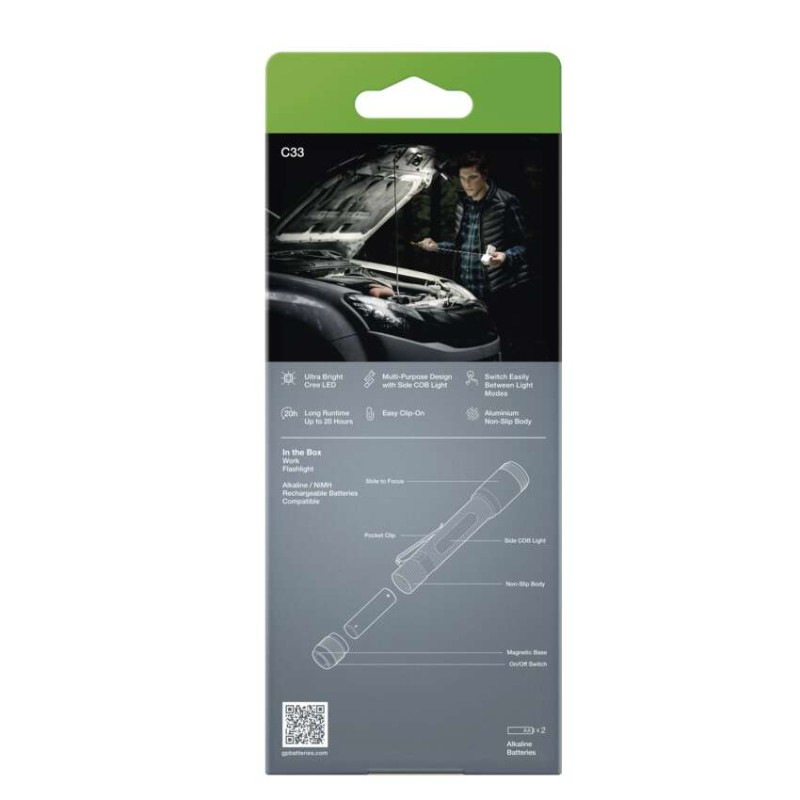 Baterkové púzdro CREE+COB LED GP C33,180 lm,2×AA,fokus P8504 7