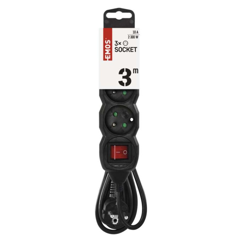 Kábel predlžovací 3Z-3m s vyp. čierna  PC1313