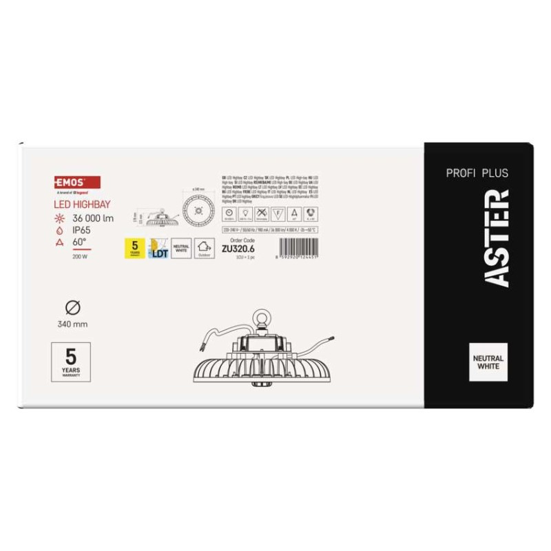 LED HIGHBAY ASTER 200 W 36000LM 90° NW 5