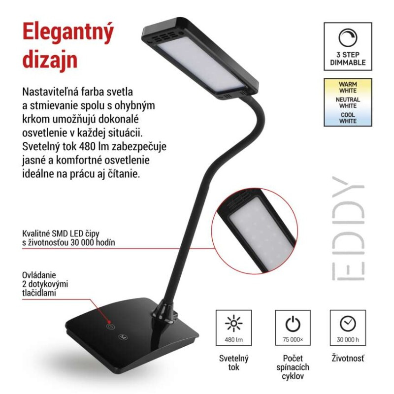 LED STOLNÍ LAMPA EDDY ČERNÁ 4