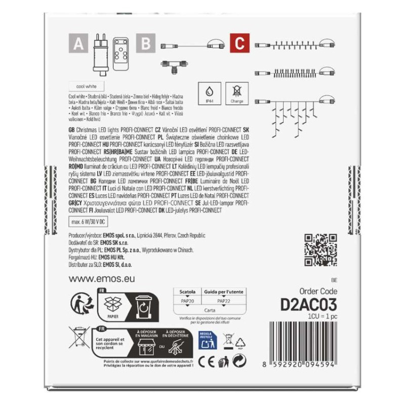 VIANOCE reťaz conn. 100LED 10m 12
