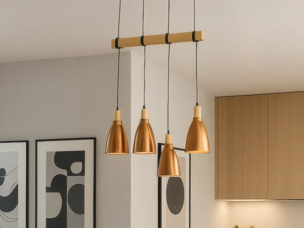 Závesné medené kovové svietidlo 4 x E27 - ME0413-4/B 5