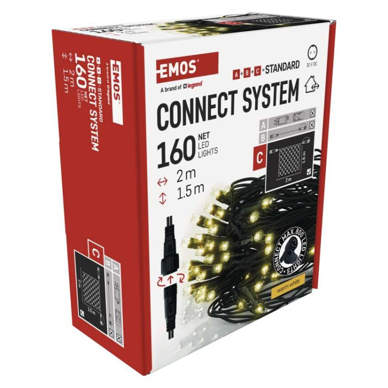 řetěz - síť 160LED 1,5x2M IP44 WW ZY1443 14