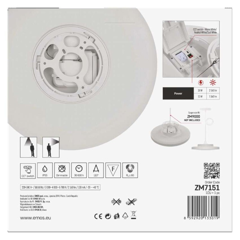 LED SVÍTIDLO DIONI 18W 2160LM IP55 CCT B 9
