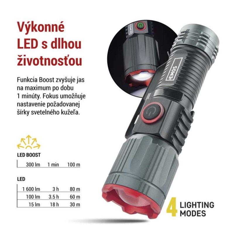 LED NABÍJECÍ SVÍTILNA KOV. SMALL 300lm, 5