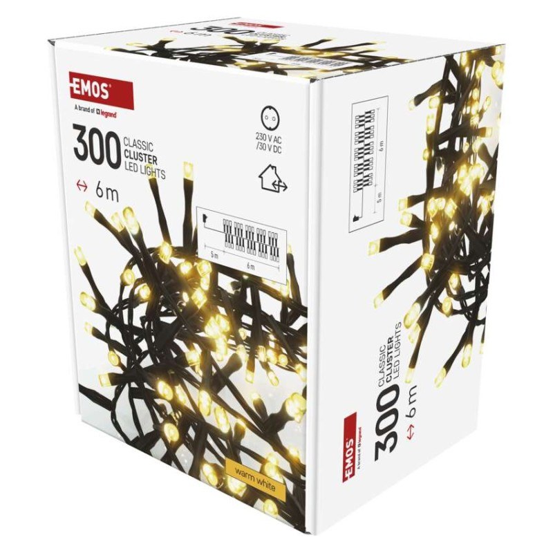 VIANOCE Reťaz ježko 6m D4BW04 teplá biela časovač 300-LED