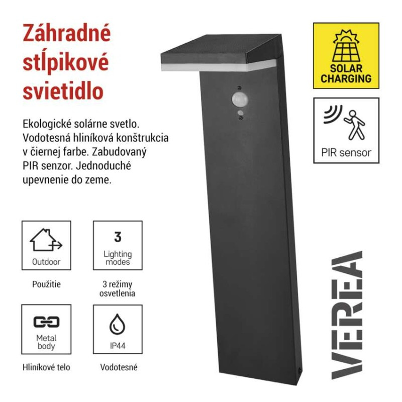 LED ZAHRADNÍ SVÍTIDLO,IP44,SOLÁRNÍ, SLOU 2