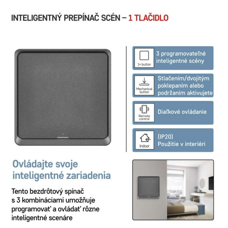 GOSMART SCÉNICKÝ VYPÍNAČ 1TL IP-2001ZB Z