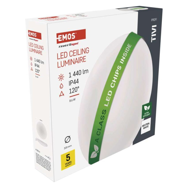 LED SVÍTIDLO TIVI PŘ.KR 8,6W 1440LM IP44 10