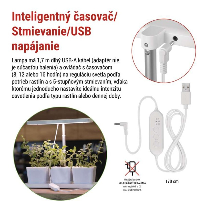 LED Lampa GROW Pestovatelská 7W, časovač,stmievat. Z7904 EMOS 7