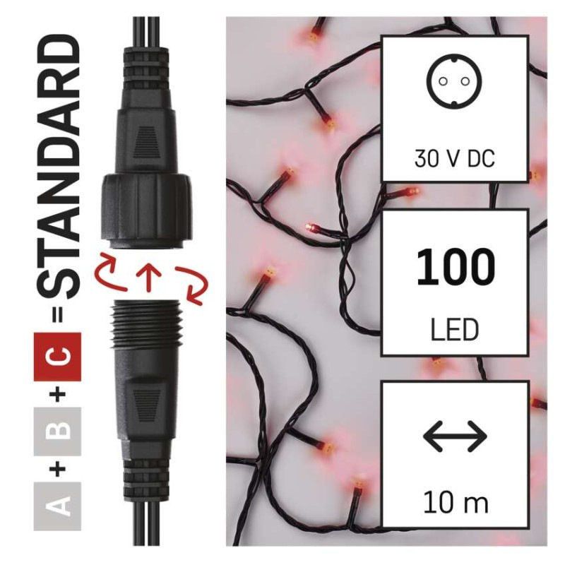 VIANOCE reťaz connect 100LED 10M IP44 RED