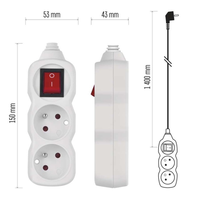 PRODLUŽKA 2Z 1,4M S VYP. 1MM 7