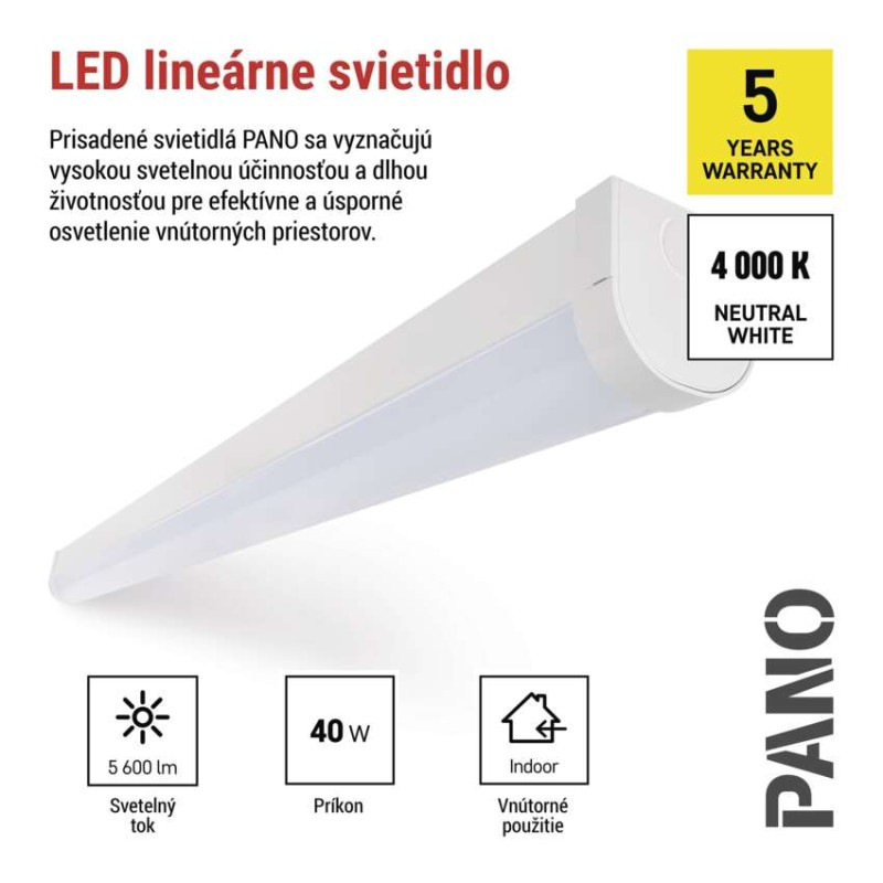 LED LIN. SVÍTIDLO PANO 40W 5600LM IP20 N 1