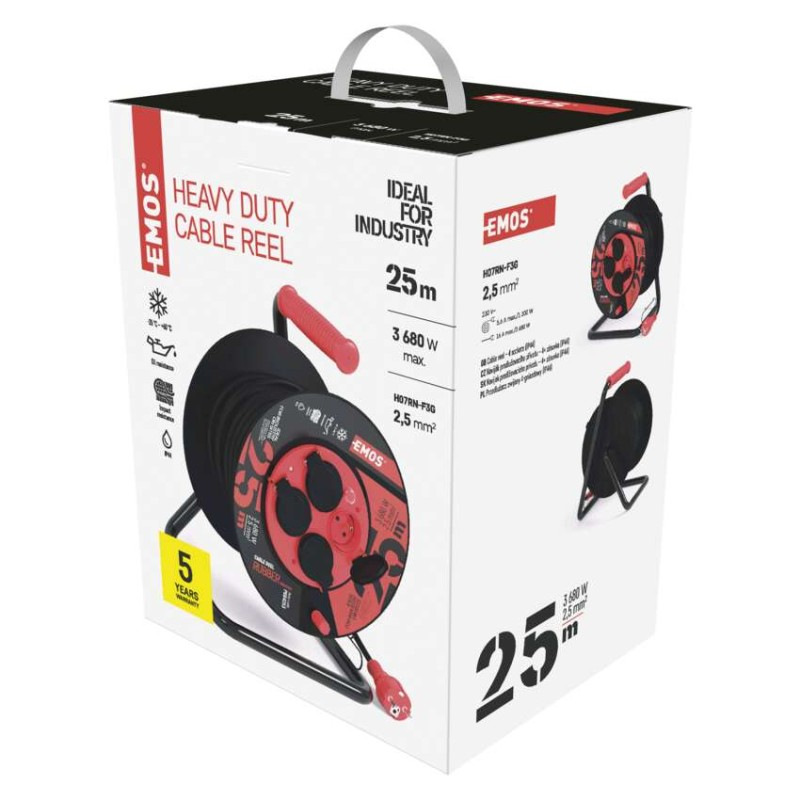 Káblový bubon 4-zás.25m 3Gx2,5 guma/neopren IP44 P084253 EMOS 1