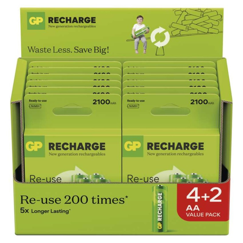 GP NABÍJECÍ BAT RECHARGE 2100 AA (HR6) 6 4