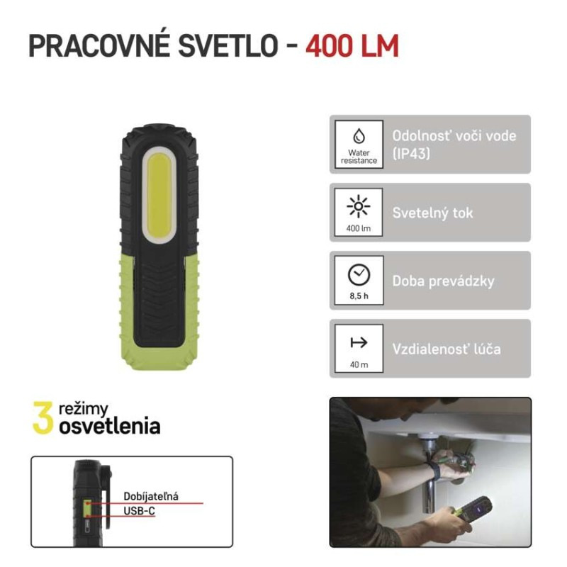 LED NABÍJECÍ PRACOVNÍ SVÍTILNA 5W COB +