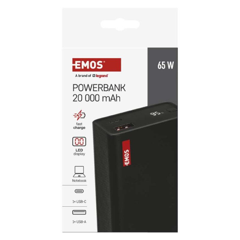 EMOS PWB NTBF20 20000MAH 65W PD 1×USB-C 12