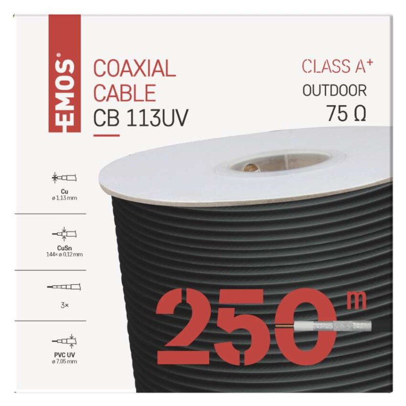 KABEL KOAX.CB113UV 250M 3