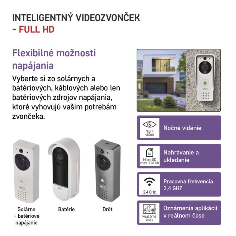 Videozvonček bezdrôt. bat.a solár GoSmart IP-09D s WIFI  H4030 2