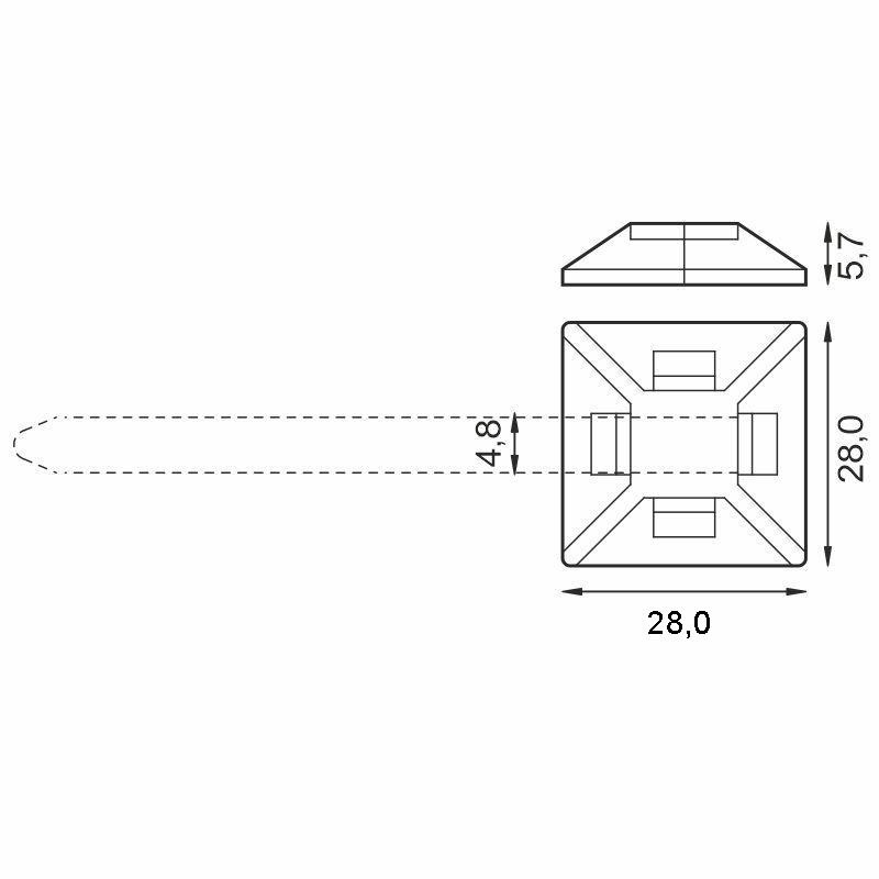 Samolepiaci držiak na viazaciu pásku max 4,8mm prírodná 100ks - TMA2828 2