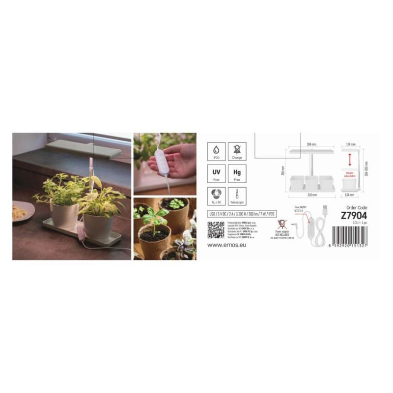 LED Lampa GROW Pestovatelská 7W, časovač,stmievat. Z7904 EMOS 13