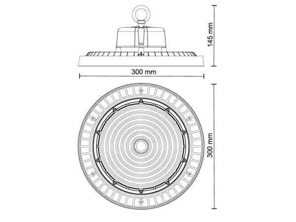 LED svietidlo High Bay UFO 150W / IP65 / 5000K / 0-10V - LU422/1 5