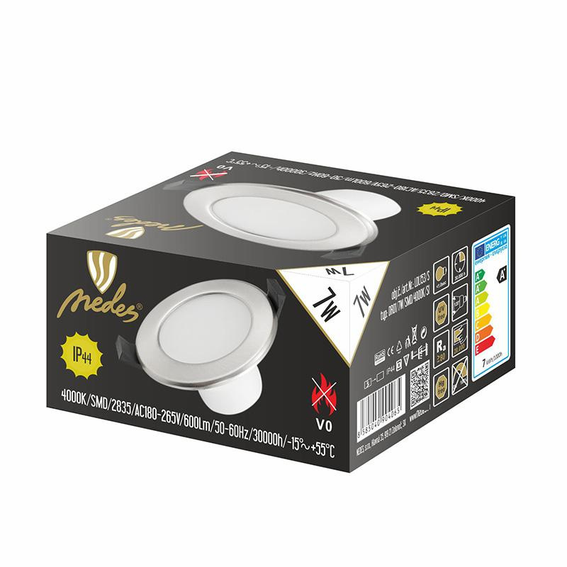LED podhľadové svietidlo 7W / IP44 / DR01 / SMD / 4000K / SI - LDL153/S 5